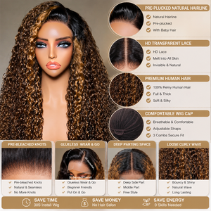 Perruque en cheveux humains bouclés profonds 100 % naturels, avec dentelle frontale 13x4 HD transparente, sans colle, pour femmes noires – Meilleure vente - Product Image 3