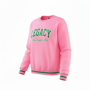 Sweat-shirt à col rond AKA Pink Green Sorority 1908, confortable, en polaire grecque, style hiver - Product Image 3