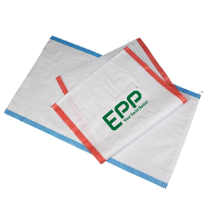 Meilleures ventes Sacs en polypropylène tissé blanc imprimé vides de 25 kg, 50 kg, 100 kg, résistants à l'humidité, à rayures colorées, pour le stockage des aliments - Product Image 1