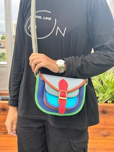 ขายดีกระเป๋าหนังทำมือกระเป๋าหนังรีไซเคิลกระเป๋าเงินหนังสีสันสดใสกระเป๋าสะพายข้างกระเป๋าถือผู้หญิงขนาดกลาง Sze - Product Image 2