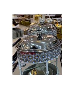 Plato de frotamiento de acero inoxidable de diseño fabuloso con soporte de Color blanco de hierro, calentador de alimentos, plato de frotamiento para uso en eventos y fiestas - Product Image 2