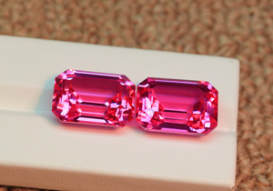 Pierre précieuse saphir rose cultivée en laboratoire Taille émeraude 14x10mm Pierre saphir rose à facettes Gemmes saphir en vrac - Product Image 2