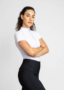 Camiseta de Equitación Profesional para Mujer, Ligera, de Manga Corta, Transpirable, de Tela Elástica, Servicio OEM - Product Image 4