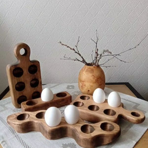 Vintage Farm Style <b>Wooden</b> Egg <b>Rack</b> With Compact Shape And Country Look Great For Decorative Kitchen Display - Product Image 1