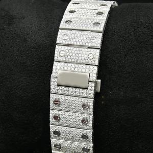 VVS-VS forme carrée en acier inoxydable cadran romain rose verre Moissanite diamant Quartz montre de mode simple - Product Image 4