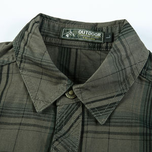 Chemise de motard d'extérieur à carreaux kaki et marron avec chemise de protection certifiée CE pour la sécurité au travail et fermeture boutonnée pour homme - Product Image 4