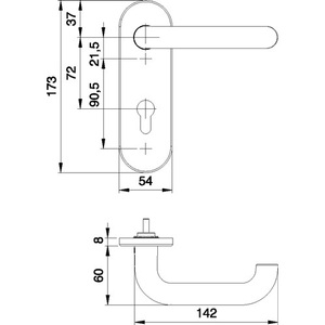 Ensemble de protection incendie Targa/K FS 103/103 en aluminium F1 D/D pour portes d'épaisseur 40-65 mm, PZ arrondi, casiers de rangement gauche/droite DIN - Product Image 3