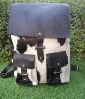 Sac à dos scolaire unisexe pour enfants en cuir de vachette fait main, mini sac à main en cuir avec longue sangle, fermeture éclair, polyester imperméable