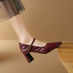 Zapatos Mary Jane de Estilo Francés para Primavera y Verano, Zapatos Planos de Cuero con Suela Gruesa de Estilo Británico Retro, Zapatos de Tacón Alto Dulces y Elegantes - Product Image 2