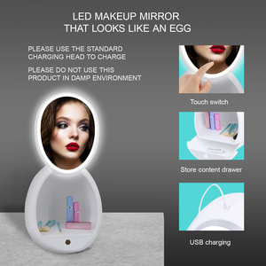 Miroir de courtoisie éclairé par LED rechargeable avec rangement-Miroir de maquillage intégré <span class=keywords><strong>pour</strong></span> <span class=keywords><strong>coiffeuse</strong></span>, miroir cosmétique éclairé - Product Image 6