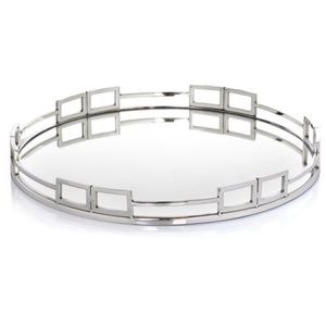 Plateau miroir moderne fait à la main en aluminium de haute qualité, design unique pour les présentoirs élégants d'hôtels et le superbe décor de fête de Noël - Product Image 1