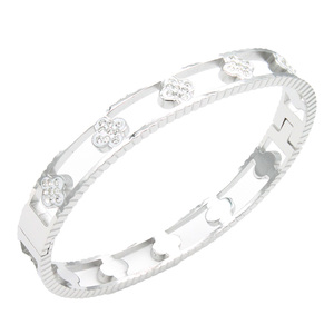 <b>Gold</b>-<b>Plated</b> Stainless Steel Clover Fashion Bracelet Elegant <b>Bangle</b> Design - Product Image 1