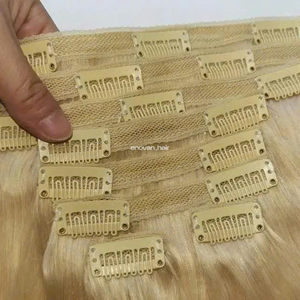 CLIP blond dans les extensions de cheveux humains vietnamiens traitement russe technique slave vierge douce texture soyeuse exportation d'usine - Product Image 1