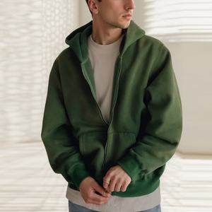 Venta al por mayor Streetwear Heavyweight Oversized Hoodie No String Zip up Hoodie Vintage Acid Wash Mens Hoodies - Product Image 1