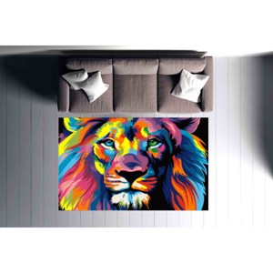 Alfombra Colorida con Diseño de León: Alfombra Abstracta de Animal Impresa en 3D, Alfombra Suave No Tejida - Product Image 2