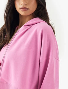 Sweat à capuche zippé en polaire surdimensionné 100% coton pour femmes OEM/ODM très vendu sweats à capuche légers avec logo imprimé personnalisé pour femmes - Product Image 3