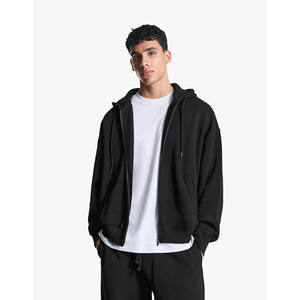 Sweats à capuche personnalisés de haute qualité pour hommes couleur noire biologique fermeture éclair avec capuche 450 GSM Terry 100% sweat à capuche en coton pour hommes 2025 - Product Image 1