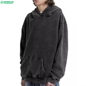 Sweat à capuche épais et lourd en coton 100% de haute qualité, coupe décontractée, délavé, avec impression sérigraphiée pour homme - Product Image 6