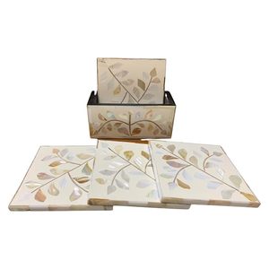 Posavasos Cuadrado Bohemio de Nácar Hecho a Mano, Superficie de Concha Pulida, Ecológico, Elegante, Protección para Mesa, Decoración - Product Image 6