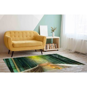 พรมลายทิวทัศน์ป่าไม้: พรมตกแต่งห้องนั่งเล่นแบบสั่งทำพิเศษ กันลื่น ผลิตจากวัสดุไม่ถักทอ บางเบา - Product Image 3