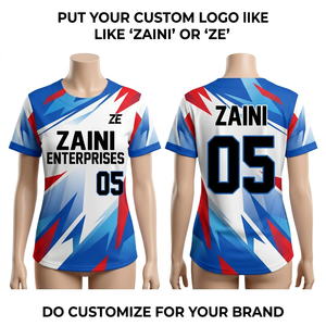 เสื้อเบสบอลพรีเมียม 180 GSM ผ้าโพลีเอสเตอร์อินเตอร์ล็อค พิมพ์ชื่อผู้เล่น แขนสั้น สีขาว น้ำเงิน แดง ดีไซน์แผงสี  พร้อมสกรีนโลโก้แบบซับลิเมชั่นตามสั่ง - Product Image 1