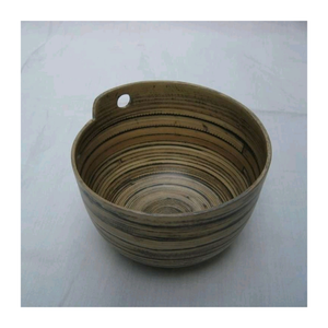 Bol de service en bambou fait à la main Style bois naturel Surface lisse Durable pour manger des collations à salade ou un cadeau de pendaison de crémaillère - Product Image 2