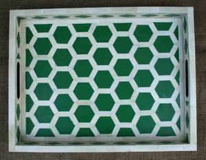 Bandeja para servir con incrustaciones de hueso personalizada, diseño floral con múltiples opciones de color | Bandeja de hueso indio hecha a mano - Product Image 3