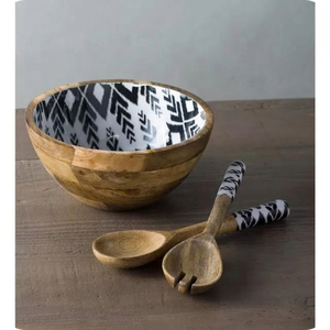 Cuenco de madera personalizado para comida creativa, cuenco de madera con estampado esmaltado nuevo, vajilla, cuenco de madera para servir comida en el hogar - Product Image 4
