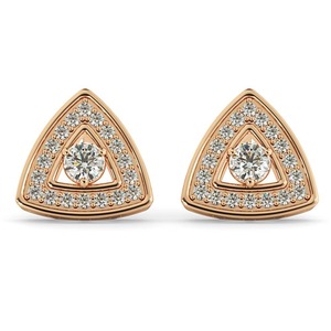 Boucles d'oreilles triangulaires en diamant rond taillé halo, 0,96 ct, diamant cultivé en laboratoire, en platine, pour occasions spéciales - Product Image 3