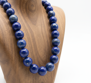 Collar de Mujer de 18 Pulgadas, Chapado en Oro de Plata 925, con Cuentas de Piedra Natural de Lapislázuli, Diseño Geométrico, Accesorio de Moda, Regalo - Product Image 4