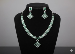 Ensemble de collier de luxe en diamant CZ américain finition en rhodium blanc bijoux de créateur pour mariages festivals et célébrations - Product Image 5