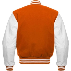 แจ็คเก็ตเบสบอลวิทยาลัยแบบยูนิเซ็กซ์ไซส์ใหญ่ขายส่ง ปักโลโก้ตามสั่ง หนังแท้ บุผ้าควิลท์ ระบายอากาศได้ดี ผ้าแคนวาส - Product Image 2