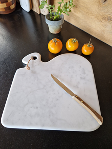 Tabla de Cortar de Mármol de Lujo, Tabla de Cortar de Piedra Natural y Madera para Cocina, para Servir Queso, Pan y Carne con Mango - Product Image 3