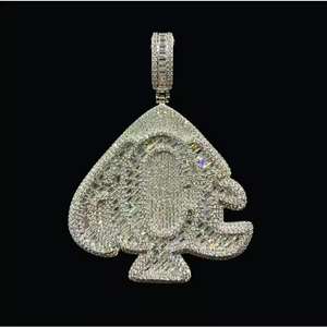 Pendentif Spade de Luxe Serti de Moissanite VVS, Bijoux Hip Hop Plaqué Or, Carte à Jouer Originale - Product Image 3