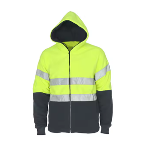 Sudadera CON CAPUCHA DE SEGURIDAD reflectante personalizada con cremallera completa fluorescente de 2 colores, ropa de trabajo de alta visibilidad, venta a granel 2024 - Product Image 1