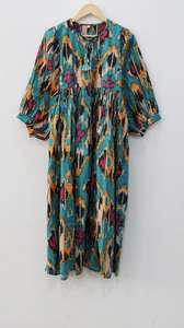 Mini robe mi-longue en coton de haute qualité pour femmes, tenue décontractée à imprimé floral longue et naturelle pour un usage quotidien en été - Product Image 4