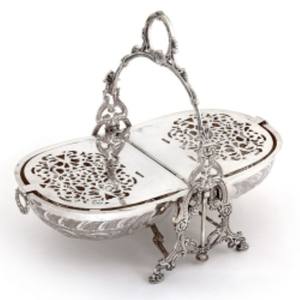 Baril à biscuits isotherme décoré de coquilles doubles en relief de style Art déco, argenté antique, pliable, pour la cuisine - Product Image 3