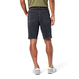 กางเกงยีนส์ขาสั้นสำหรับผู้ชายกางเกงขาสั้นผ้ายีนส์สำหรับออกกำลังกายสีพื้นดีไซน์ตามสั่ง - Product Image 2