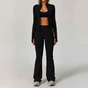 3 uds ropa deportiva ropa de gimnasio ropa deportiva trajes de Yoga para mujer conjuntos de Fitness conjunto chándales Sujetador deportivo mallas de gimnasio - Product Image 3