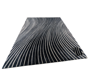 Custom Made Modern Abstract Swirl Ivory Black Hand-<b>Tufted</b> Wool Non-Slip Medium Pile Area Carpet Floor Decor Living Room Bedroom - Product Image 1