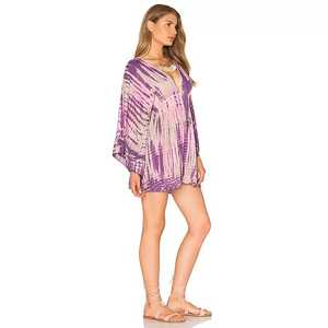 Kaftans Tie Dye pour femmes, vêtements à manches longues, col en V, style bohème, vêtements de plage, nouvelle collection, vente en gros - Product Image 2