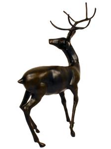 Ciervo de Navidad de bronce con escultura de jardín de asta grande, estatuilla de Reno antigua fundida a mano, estatua de decoración de Navidad - Product Image 2