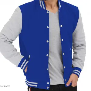 Breathable Solid Customized Color Plus Size Varsity Jacket men High quality Wool body Leather sleeves Varsity Jacket for men