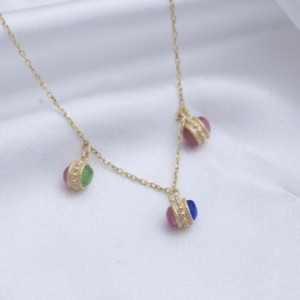 Collier Charme Balle Shaker Multicolore en Argent 925 pour Femme, Bijoux Turcs Faits Main en Gros - Product Image 2