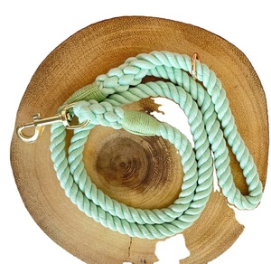 Mint Green Rope Lead Customized Colored Cotton Rope Handmade Dog <b>Leash</b> <b>Pet</b> <b>Leash</b> Set - Product Image 1