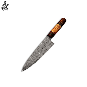 Ensemble de couteaux de chef de cuisine en acier damas faits à la main japonais de 8 pouces Lame en acier au carbone inoxydable de haute qualité Taille de 5 pouces - Product Image 5