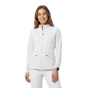 Blouse de travail élégante et personnalisable pour femmes, à fermeture éclair intégrale, en tissu extensible haute performance, pour le personnel infirmier, avec design personnalisé, prix de gros - Product Image 1