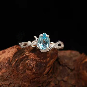 Anillo de piedra de apatita con corte de pera romántico para mujer de Plata de Ley 925 a granel al por mayor, diseño moderno para regalo de fiesta de compromiso de boda - Product Image 5