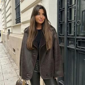 2024 femme épais Faux cuir vestes pour femmes manteau automne hiver chaud laine mélanges manteaux demi-saison en peluche veste vêtements d'extérieur - Product Image 5