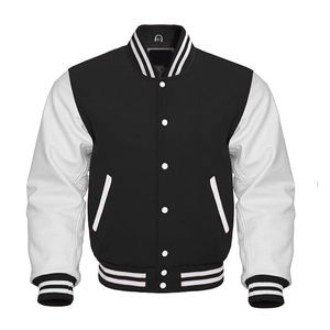 Veste de baseball, veste universitaire, fabricants de vêtements, vente en gros personnalisée, veste en cuir à manches en PU coupe-vent et imperméable pour hommes - Product Image 3